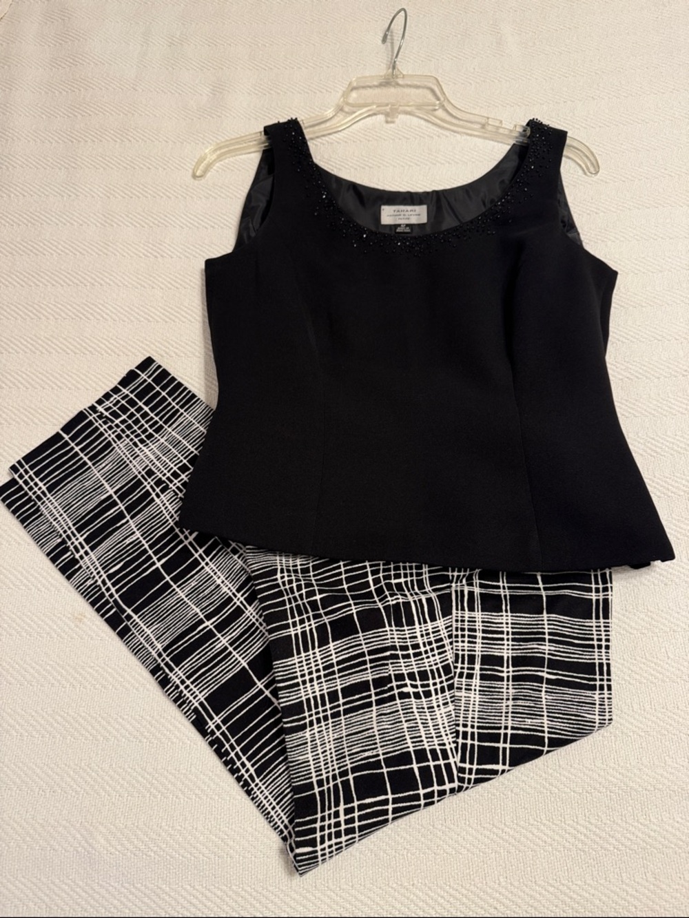 Tahari Black Embellished Formal Top-NWOT